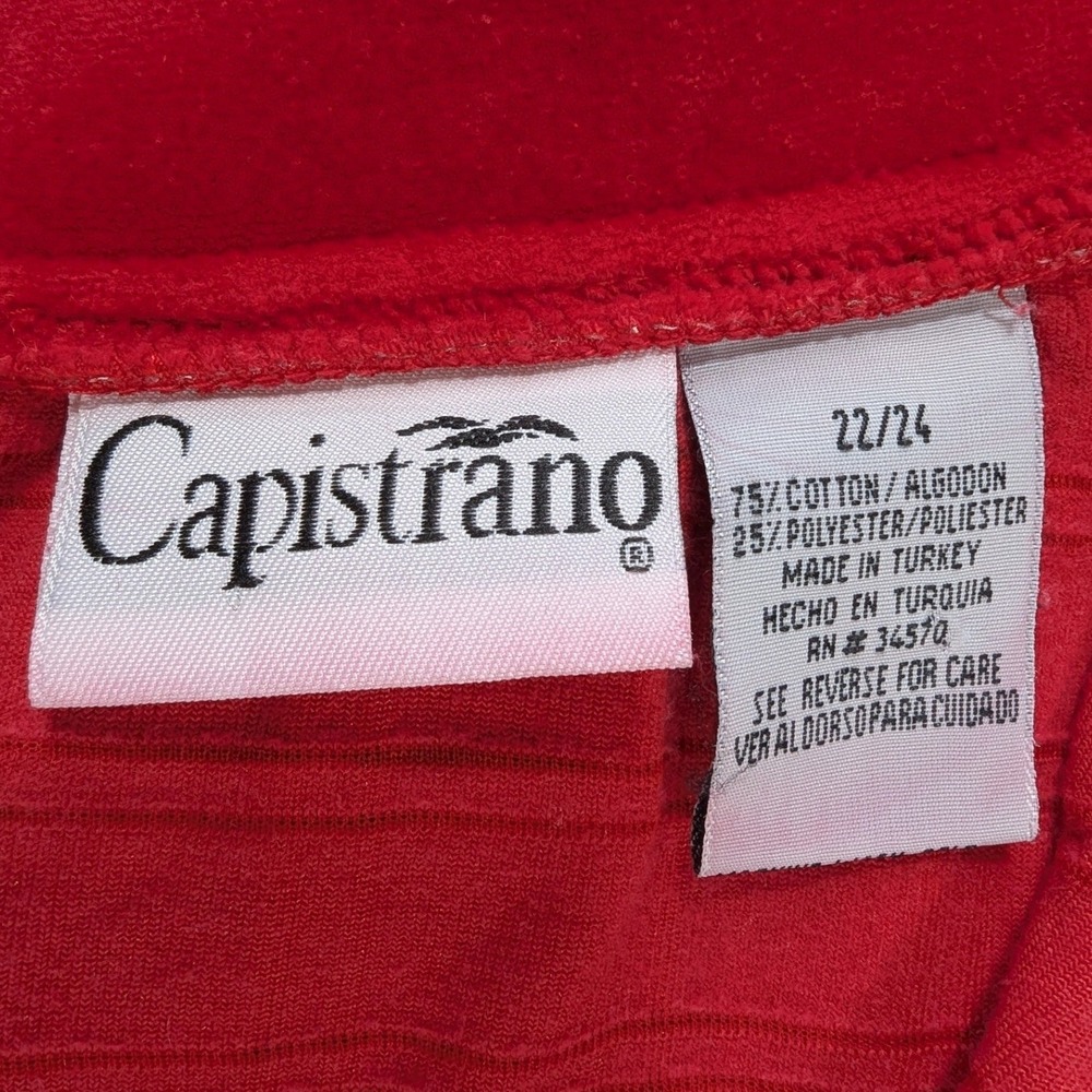 Capistrano Womens Red Textured Grid Velour‎ Button Front Shirt Plus Size 22/24 - Picture 3 of 10